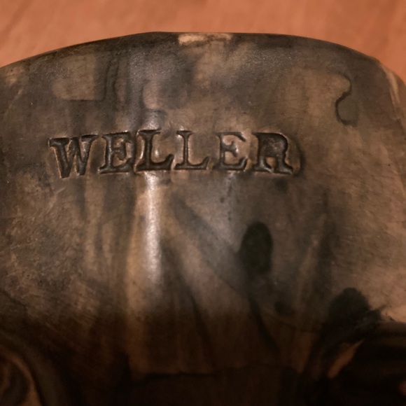 Weller 1920's vintage art pottery rustic Log-Shaped footed Ceramic Planter - Picture 6 of 8